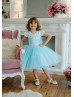 Ivory Lace Mint Blue Tulle Flower Girl Dress